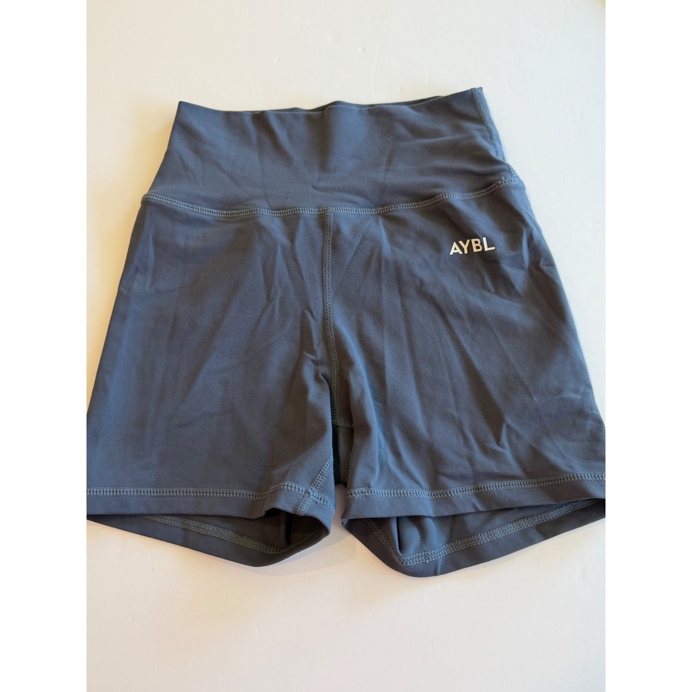 AYBL Motion Training Shorts Womens XS Slate Blue Grey High Waisted Gym Athletic